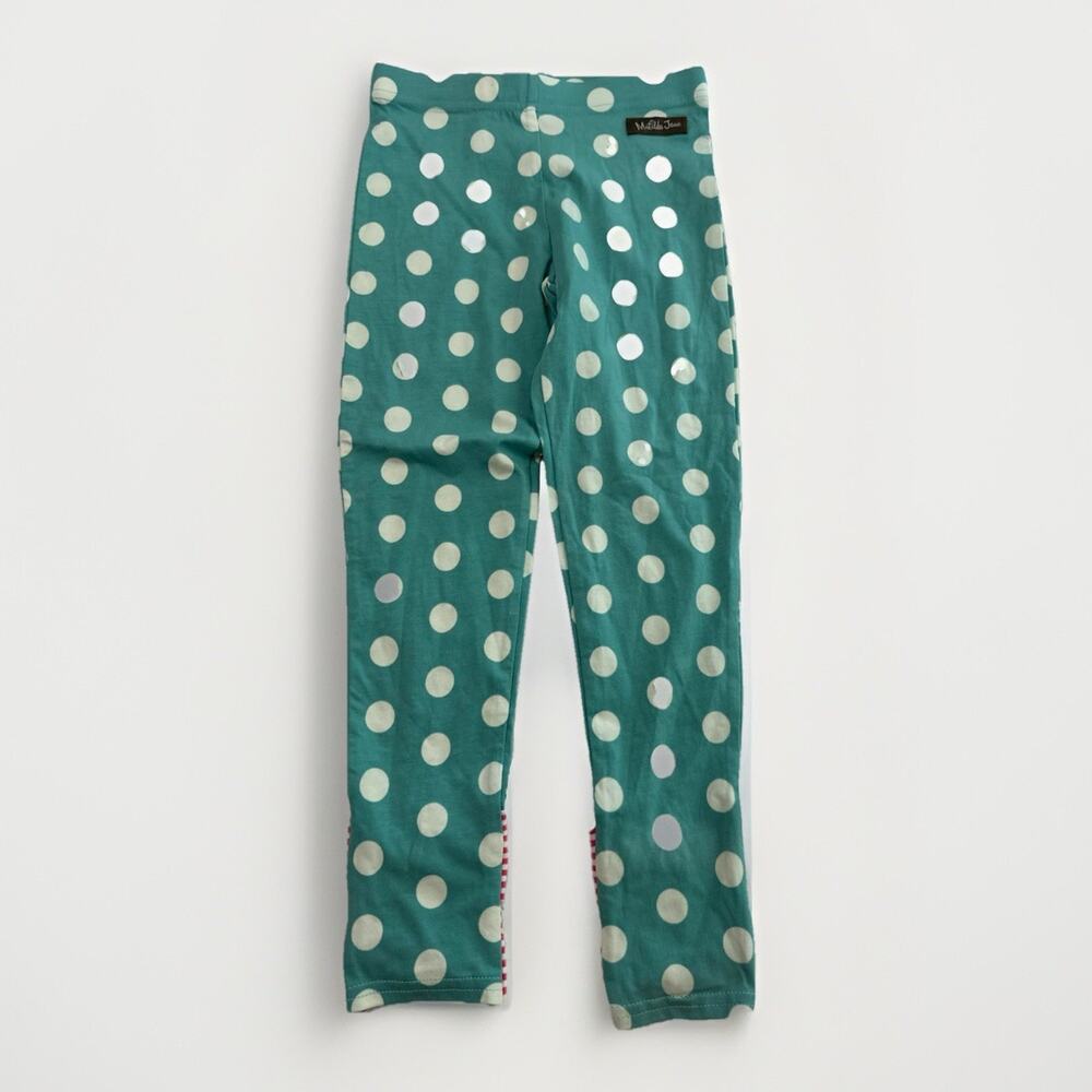 Matilda Jane Once Upon A Time Green Polka Dot Leggings Size 6